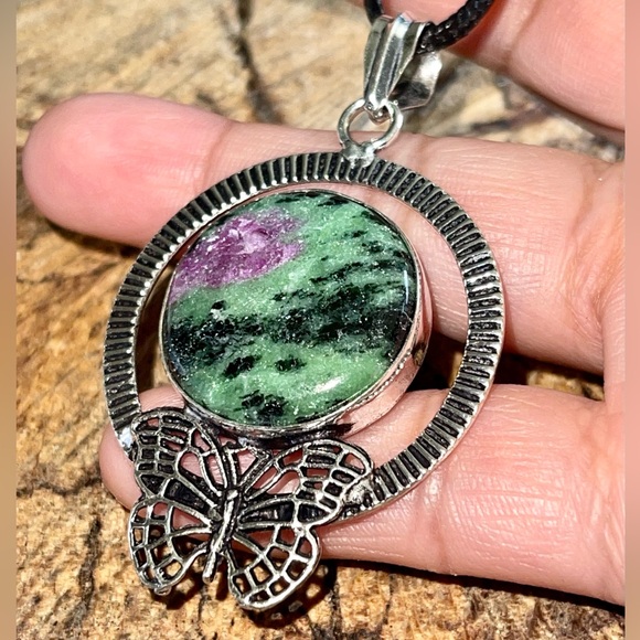 Butterfly Ruby Zoisite Crystal Pendant 2 1/2” - Picture 8 of 12